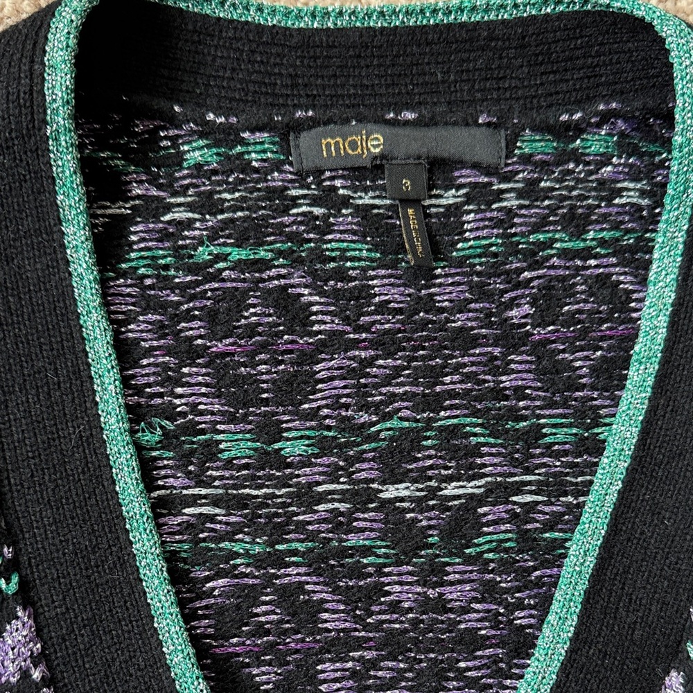 Maje Floral Knit Cardigan size 3 - Picture 2 of 5